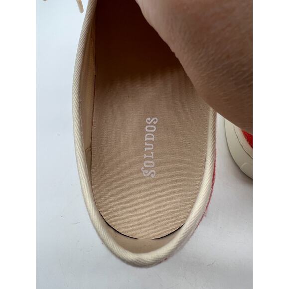 Soludos Marin Striped Sneaker Poppy Red Size 11 Woven Lace Up Ortholite Footbed - Picture 7 of 9